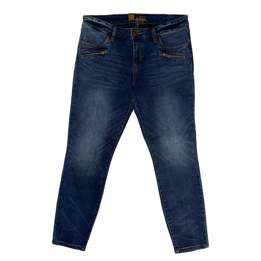 Kut From the Kloth Boyfriend Jeans Womens 8 26 Dark Wash Zipper Pockets Logo - Picture 2 of 8